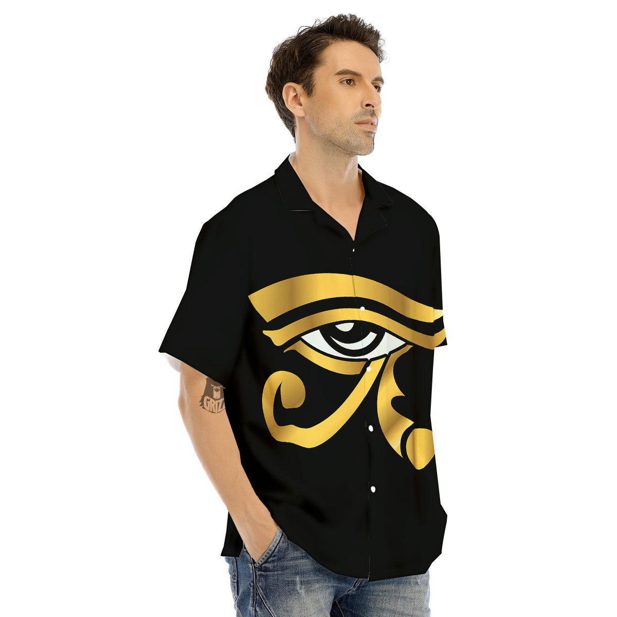 Amulet Eye Of Horus Print Men's Hawaiian Shirt-grizzshop