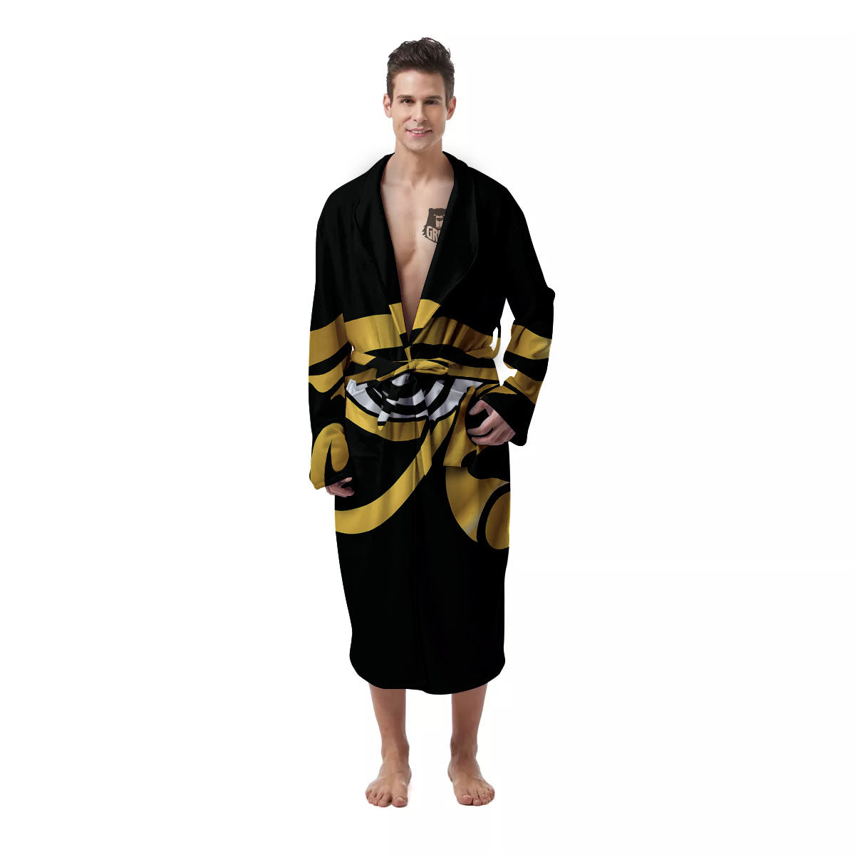 Amulet Eye Of Horus Print Men's Robe-grizzshop