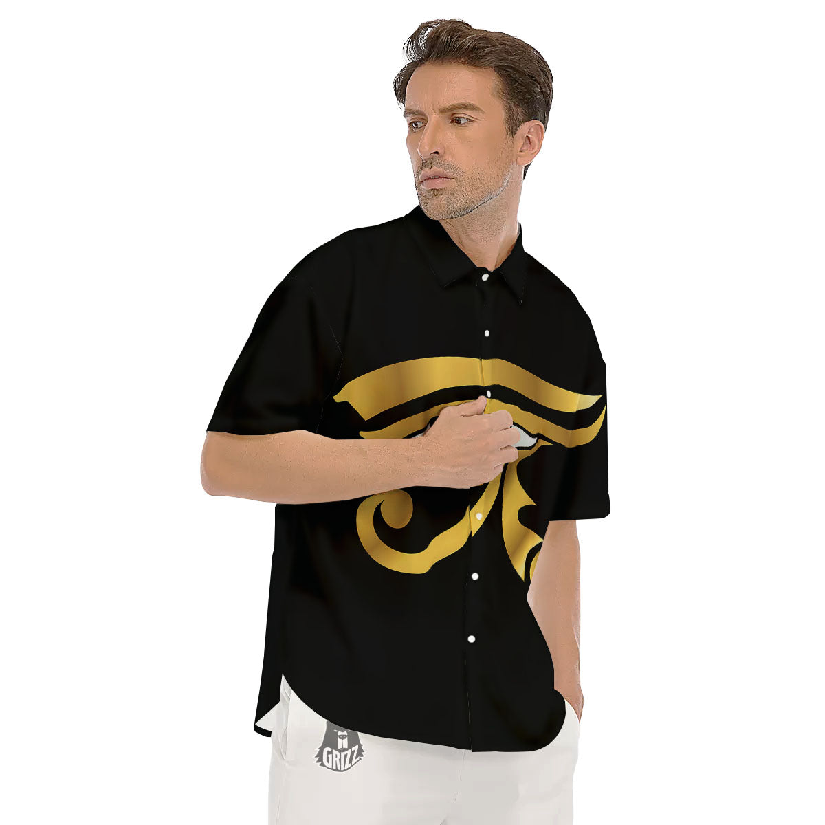 Amulet Eye Of Horus Print Men's Short Sleeve Shirts-grizzshop