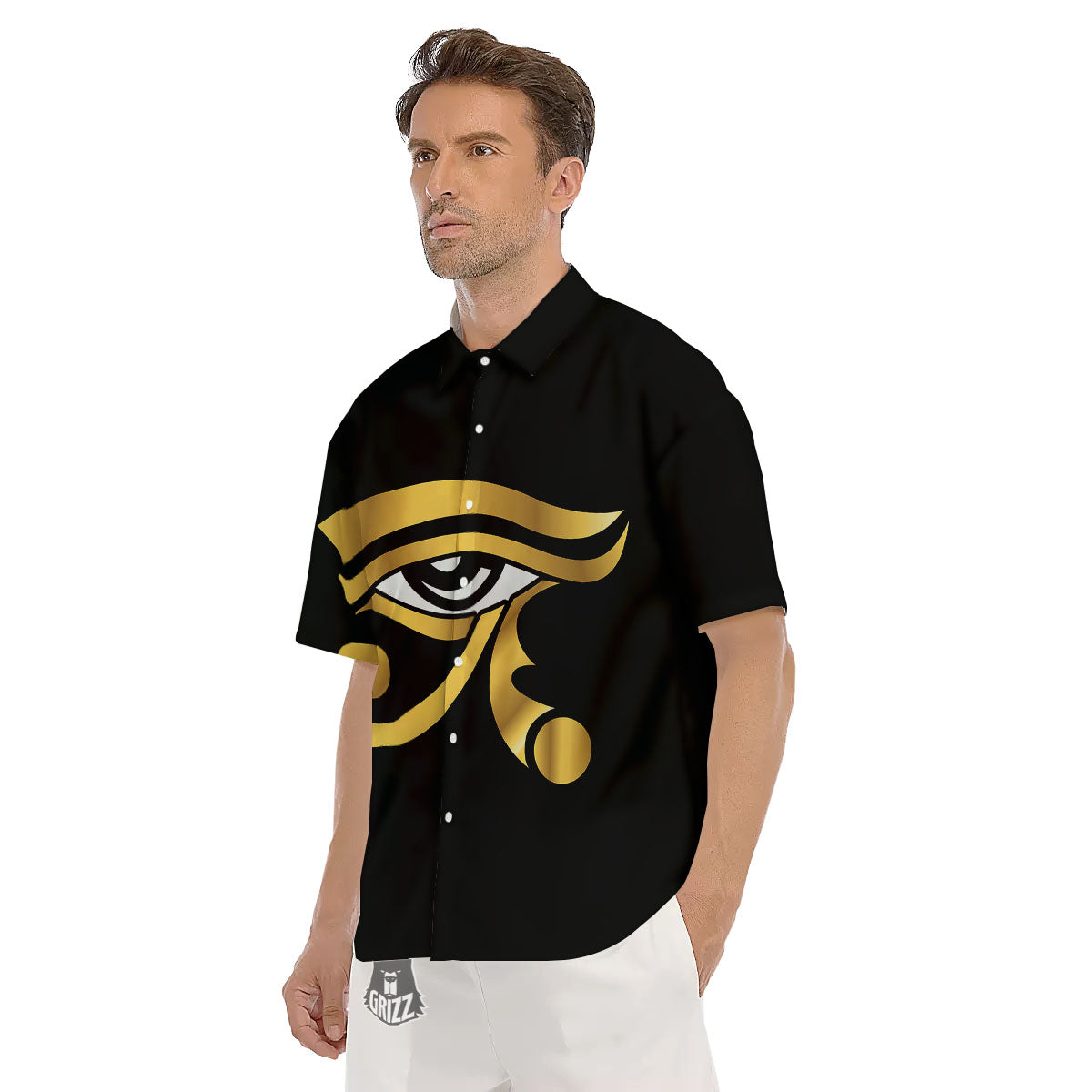 Amulet Eye Of Horus Print Men's Short Sleeve Shirts-grizzshop