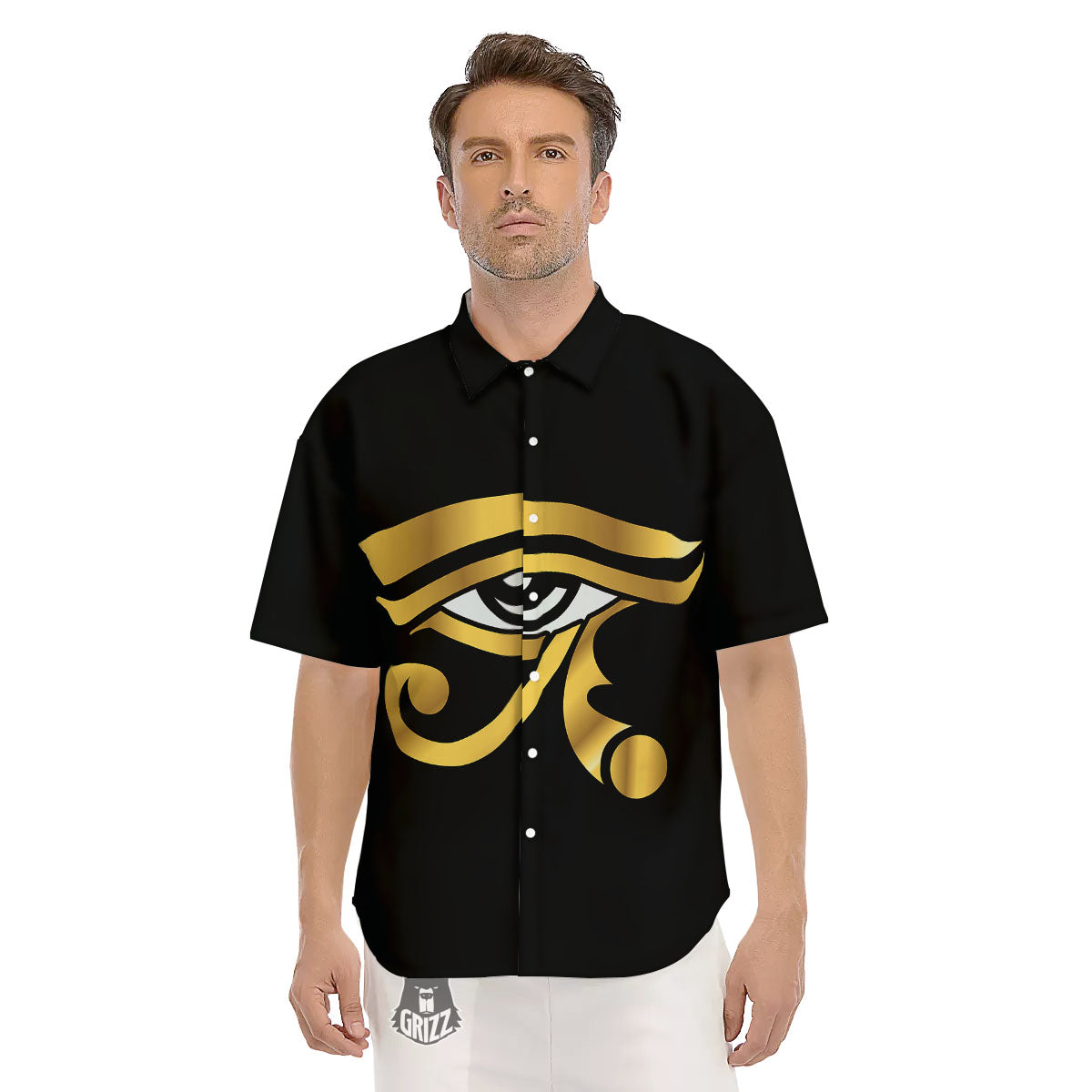 Amulet Eye Of Horus Print Men's Short Sleeve Shirts-grizzshop