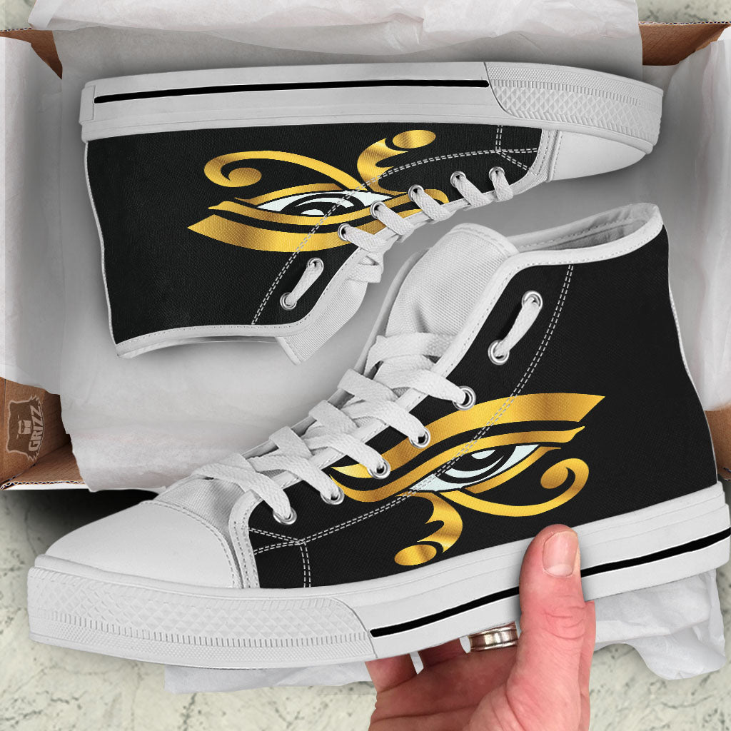 Amulet Eye Of Horus Print White High Top Shoes-grizzshop