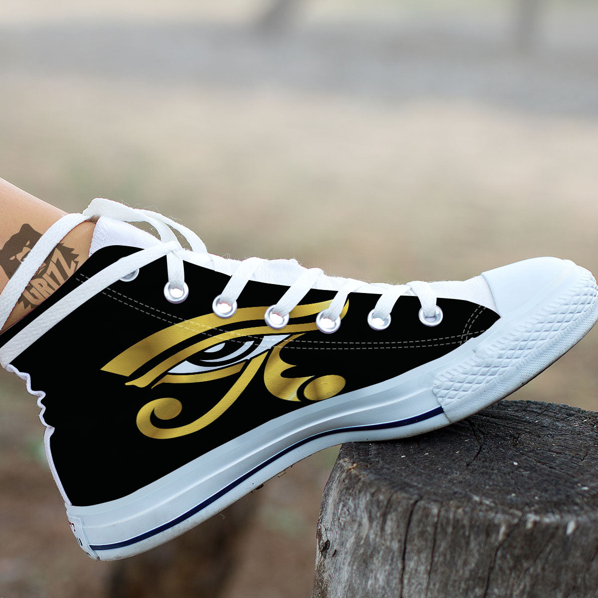 Amulet Eye Of Horus Print White High Top Shoes-grizzshop