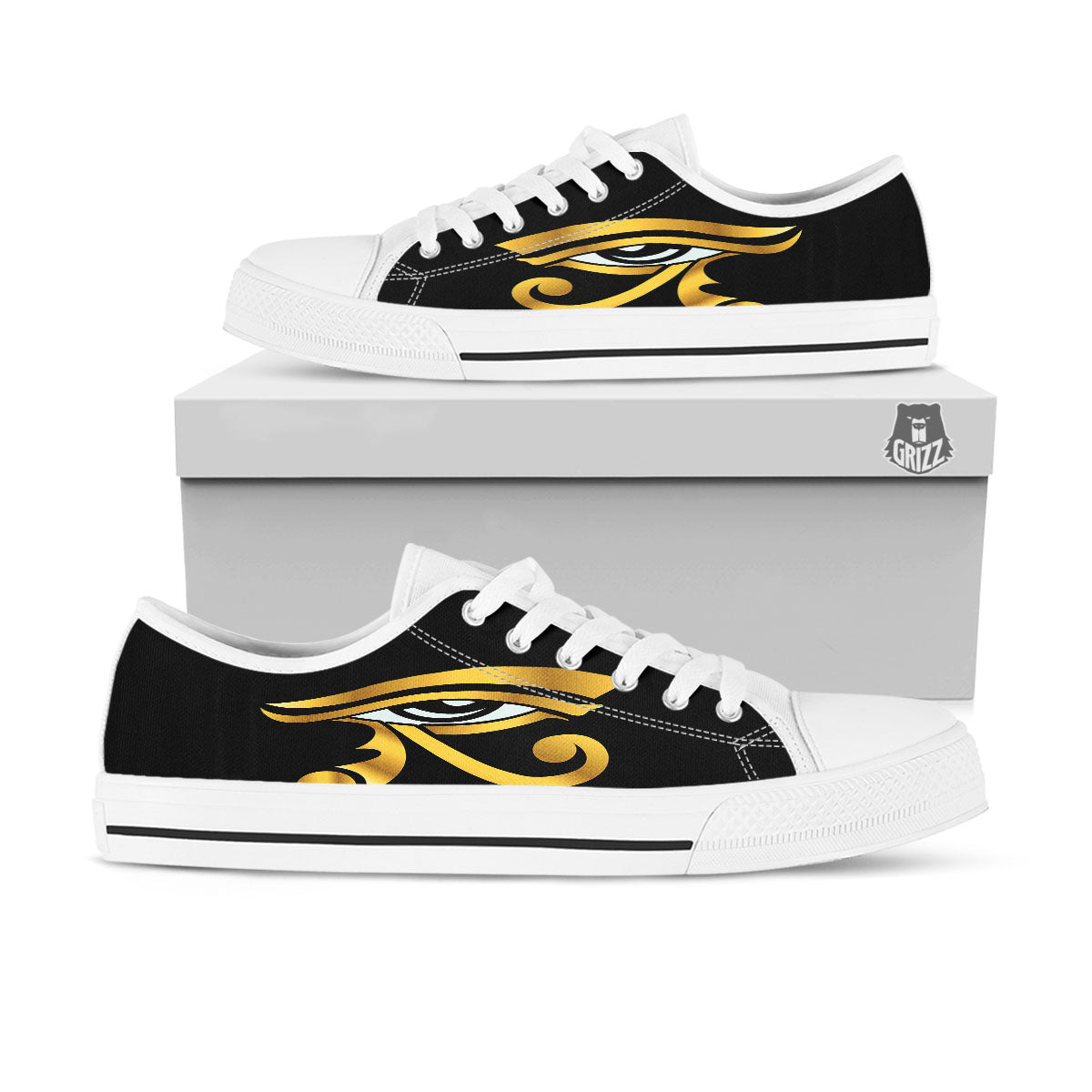Amulet Eye Of Horus Print White Low Top Shoes-grizzshop