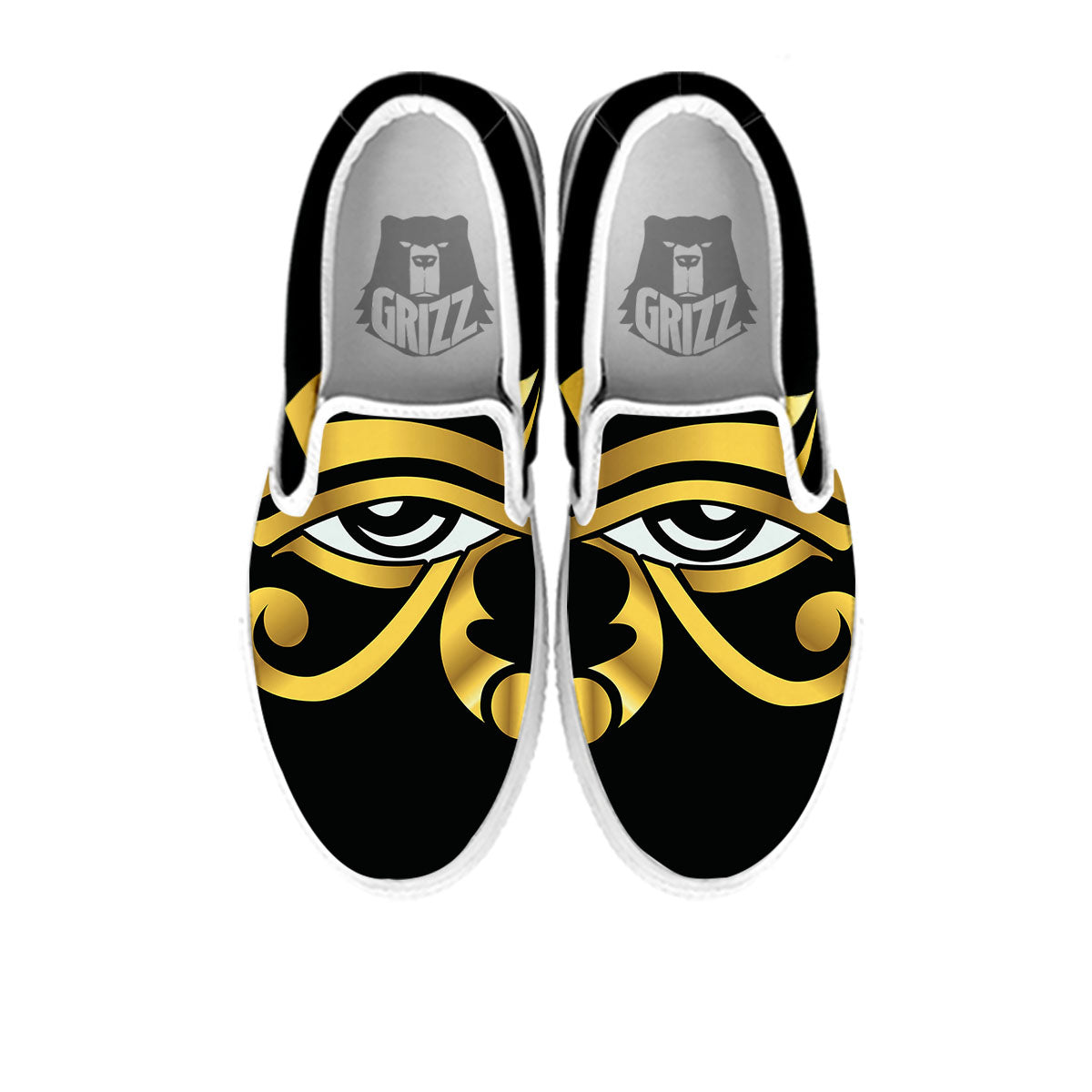 Amulet Eye Of Horus Print White Slip On Shoes-grizzshop