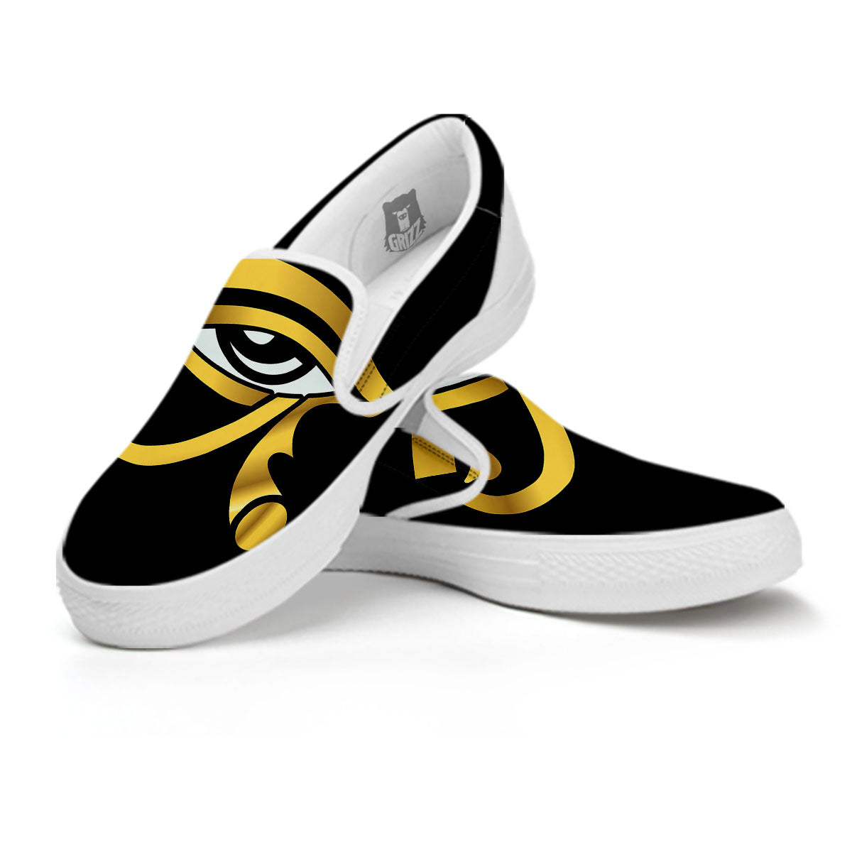 Amulet Eye Of Horus Print White Slip On Shoes-grizzshop