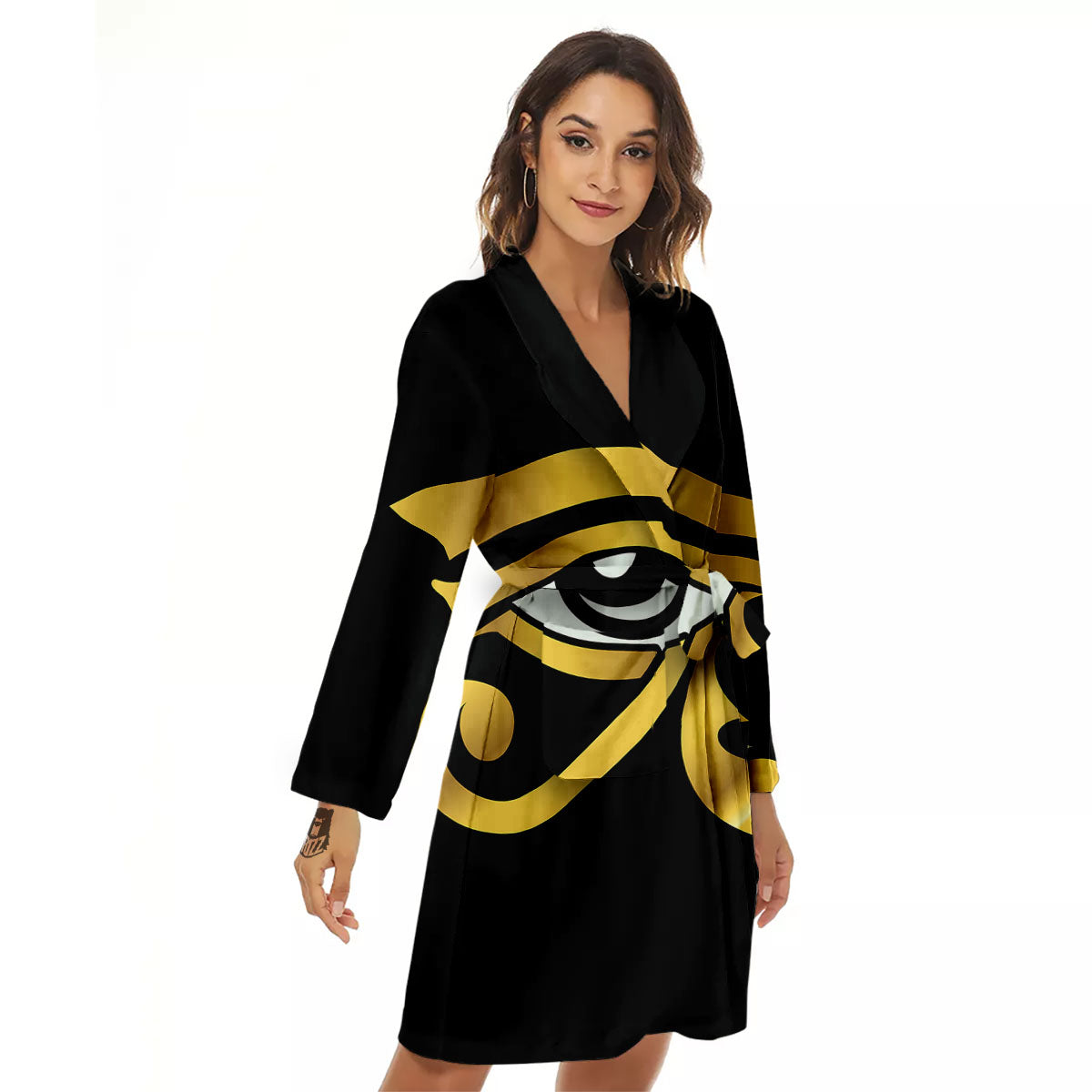 Amulet Eye Of Horus Print Women's Robe-grizzshop