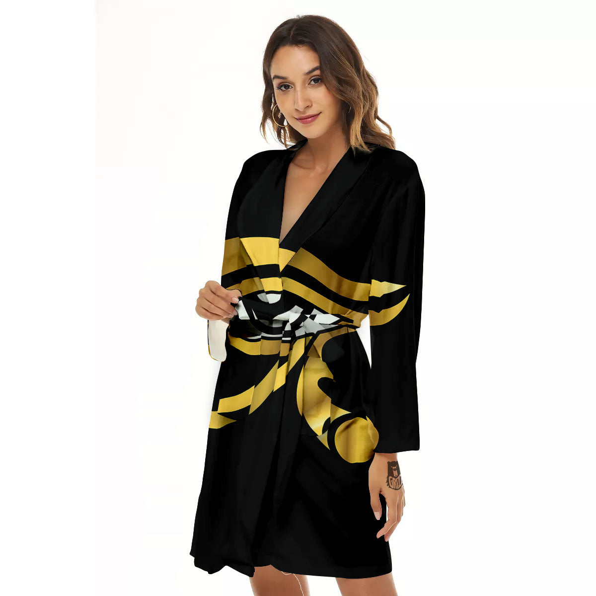 Amulet Eye Of Horus Print Women's Robe-grizzshop
