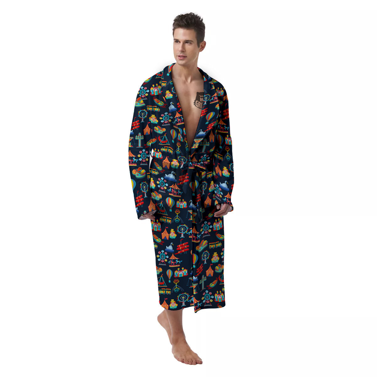 Amusement Park Colorful Print Pattern Men's Robe-grizzshop