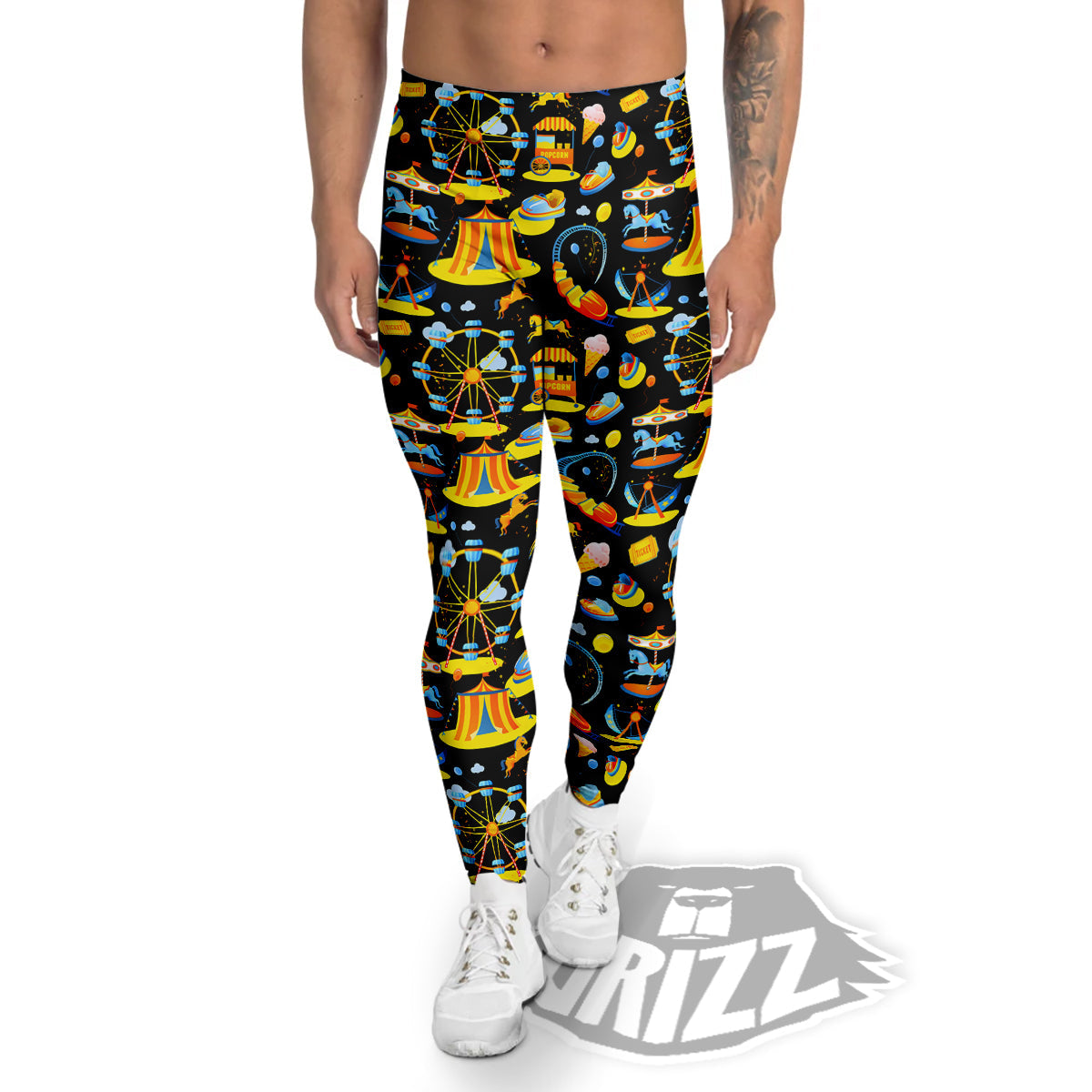 Amusement Park Entertainment Print Pattern Men's Leggings-grizzshop