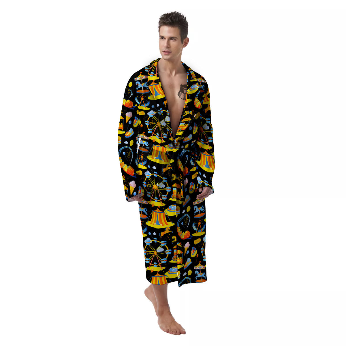 Amusement Park Entertainment Print Pattern Men's Robe-grizzshop