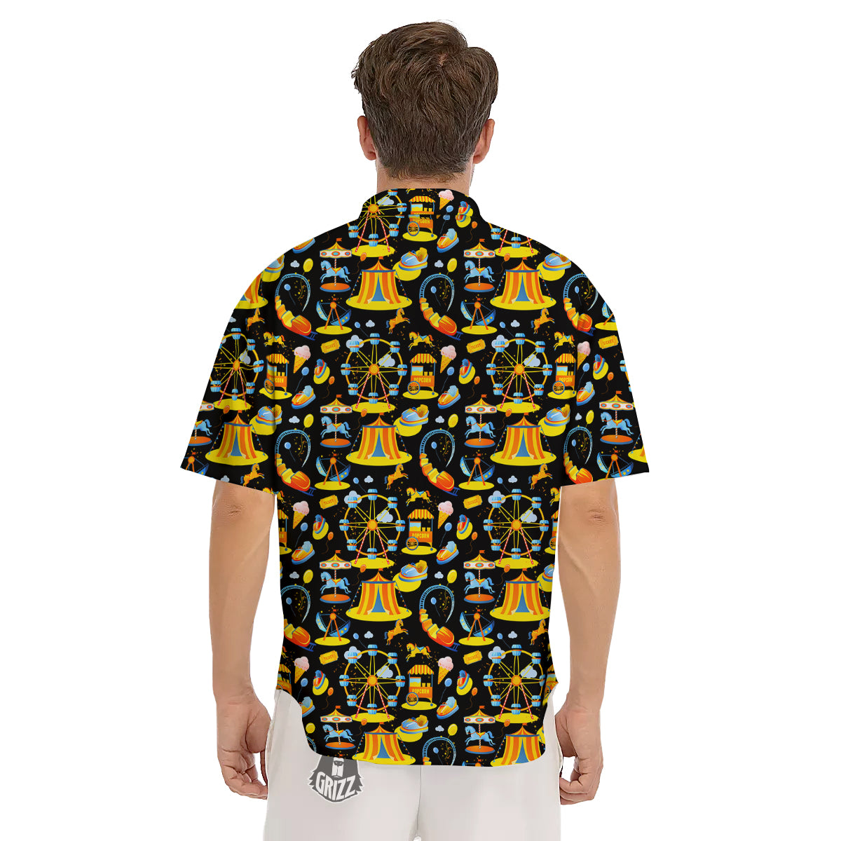 Amusement Park Entertainment Print Pattern Men's Short Sleeve Shirts-grizzshop