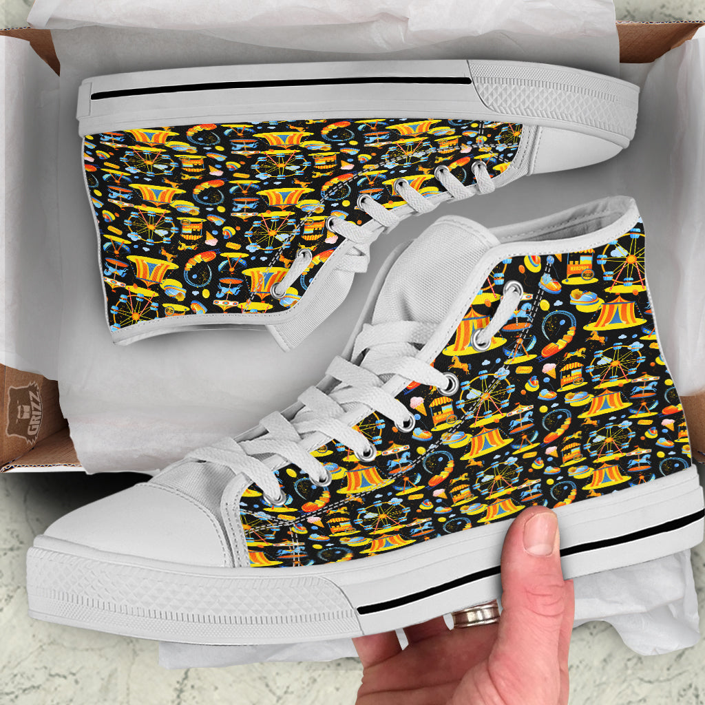 Amusement Park Entertainment Print Pattern White High Top Shoes-grizzshop