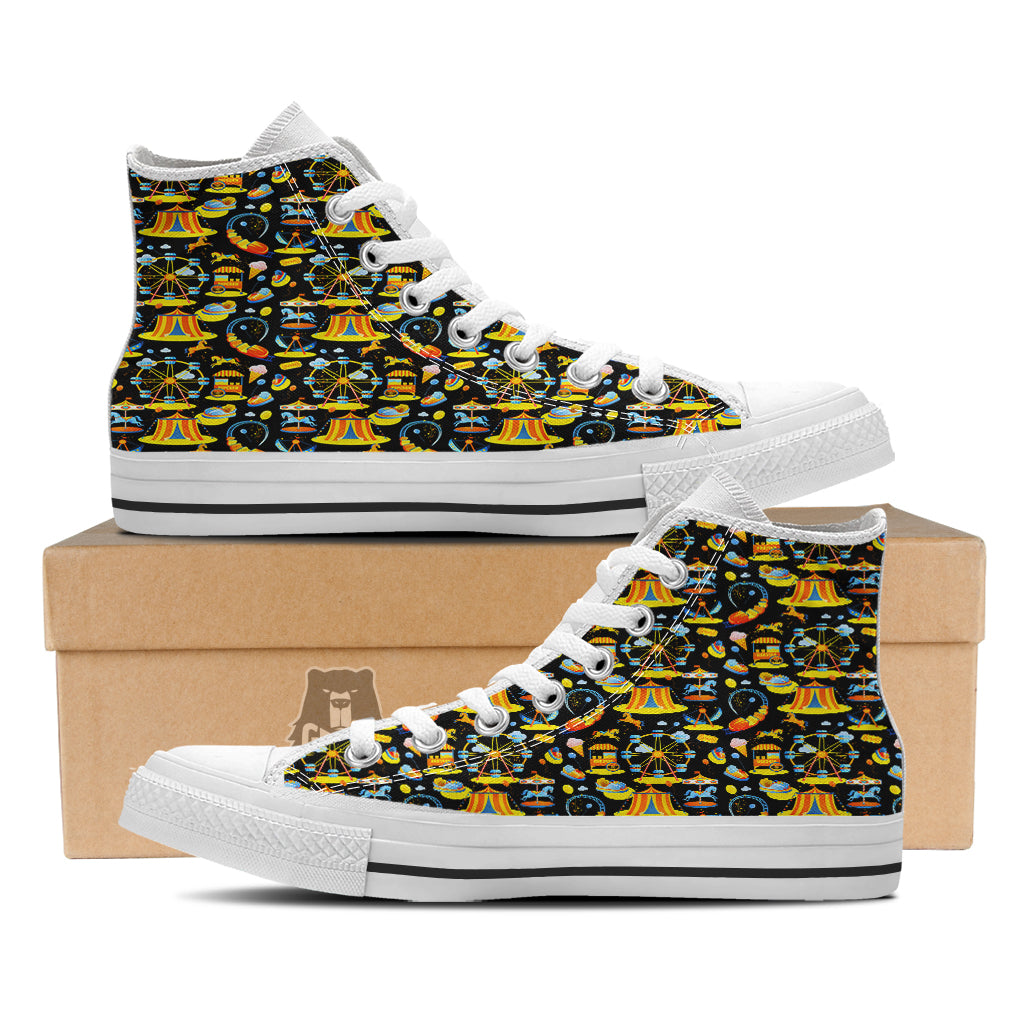 Amusement Park Entertainment Print Pattern White High Top Shoes-grizzshop