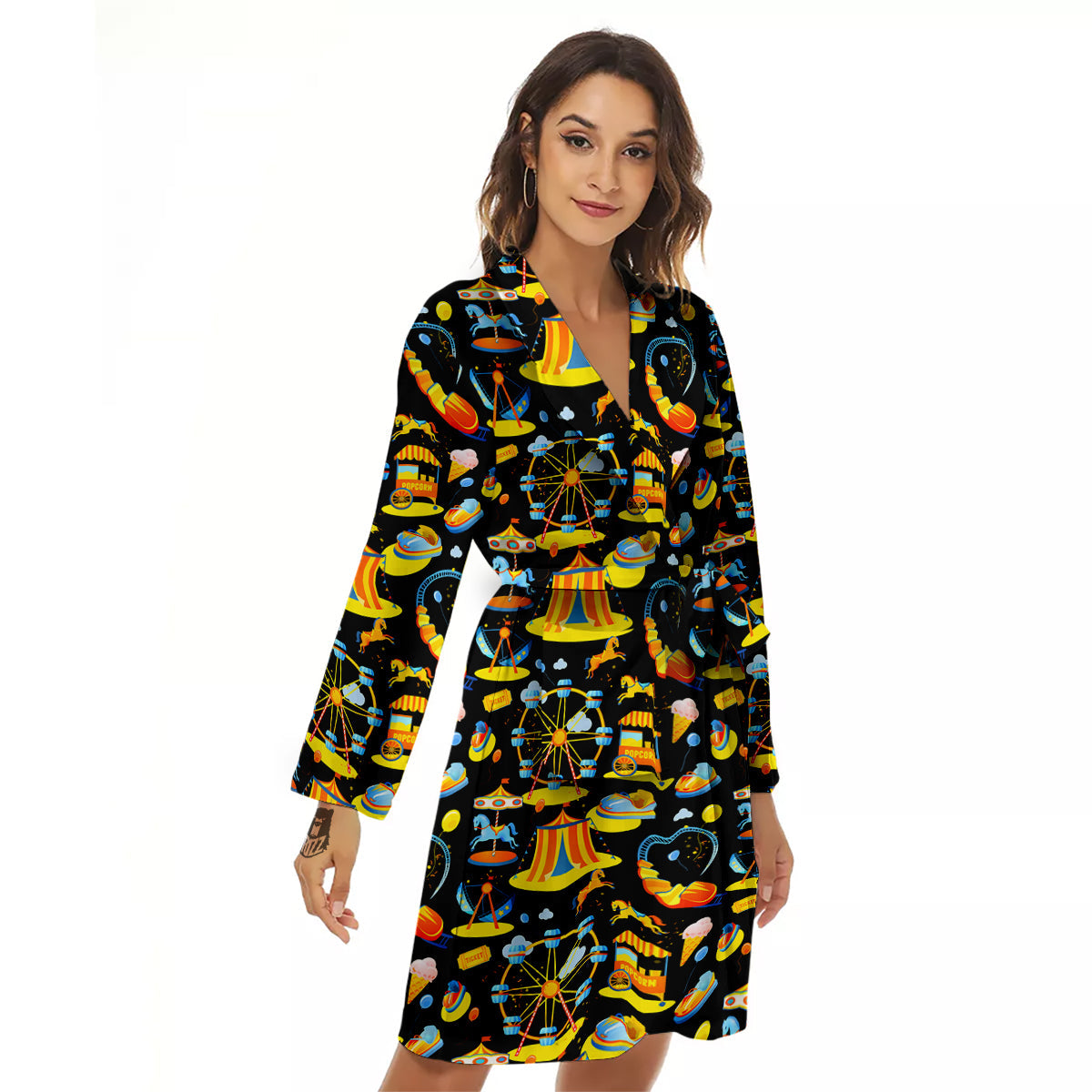 Amusement Park Entertainment Print Pattern Women's Robe-grizzshop