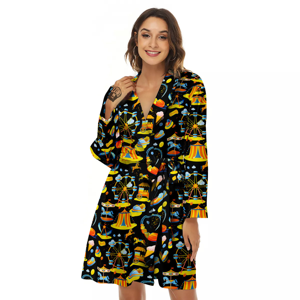 Amusement Park Entertainment Print Pattern Women's Robe-grizzshop