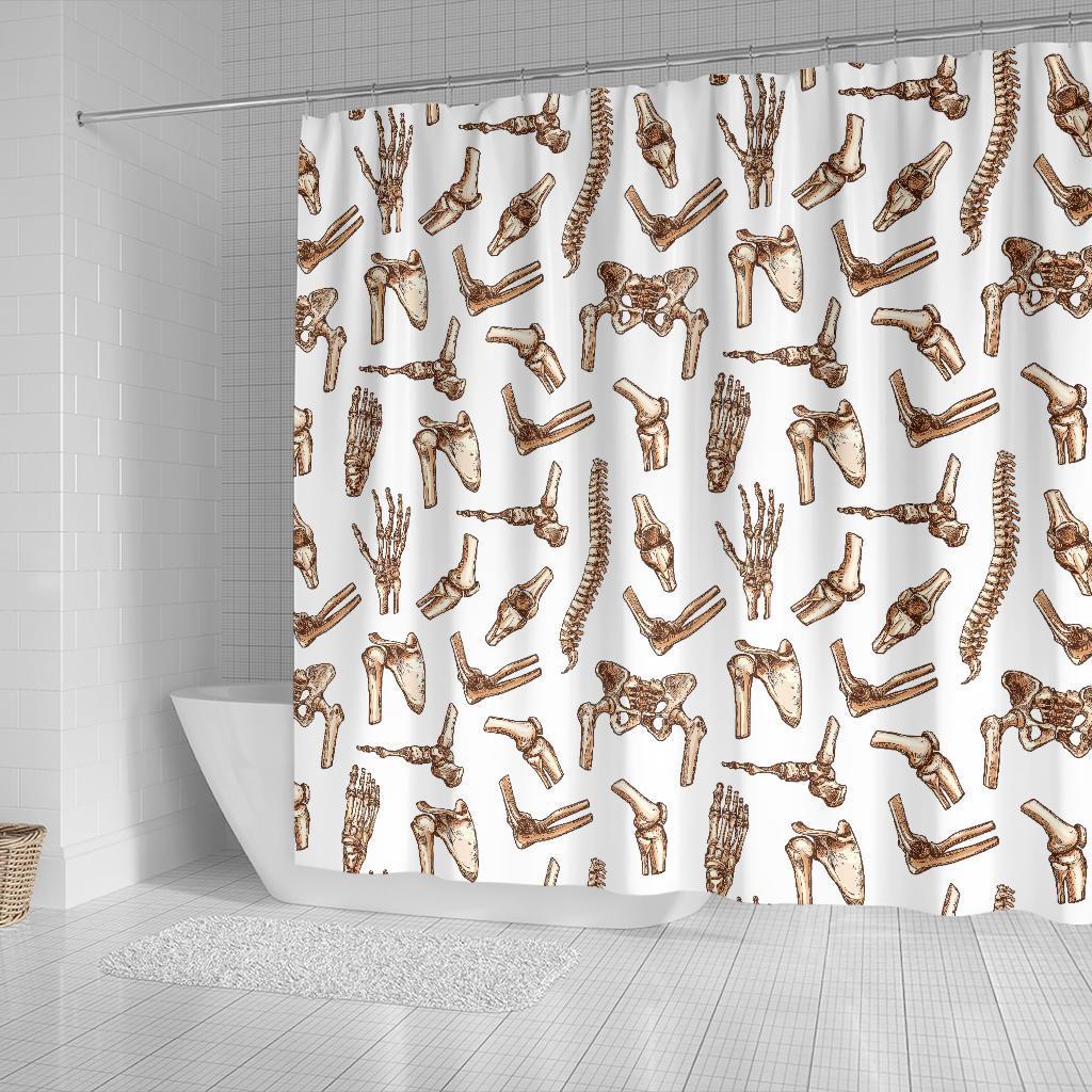 Anatomy Bone Pattern Print Bathroom Shower Curtain-grizzshop