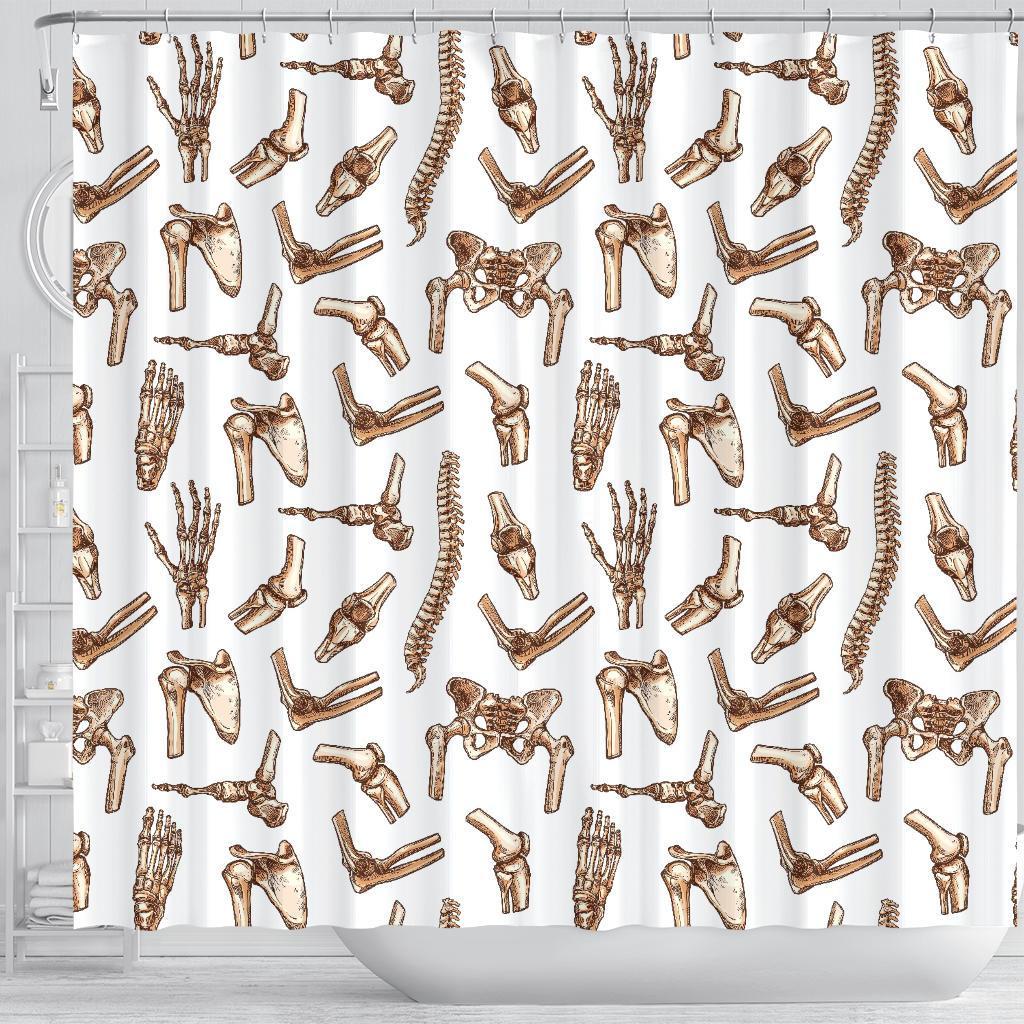 Anatomy Bone Pattern Print Bathroom Shower Curtain-grizzshop