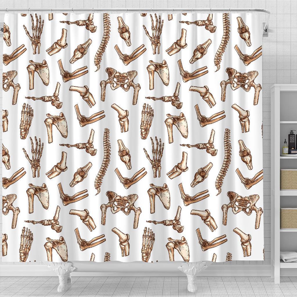 Anatomy Bone Pattern Print Bathroom Shower Curtain-grizzshop