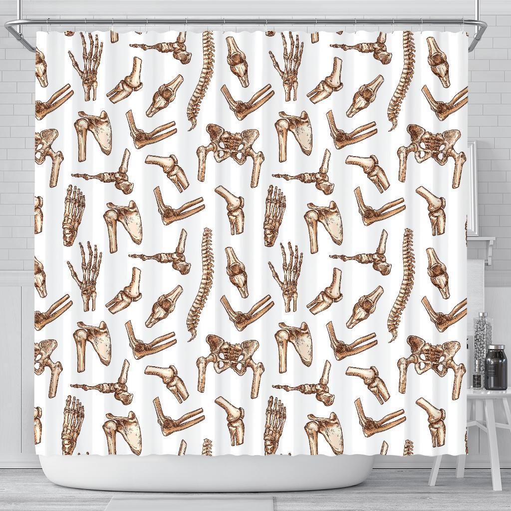 Anatomy Bone Pattern Print Bathroom Shower Curtain-grizzshop