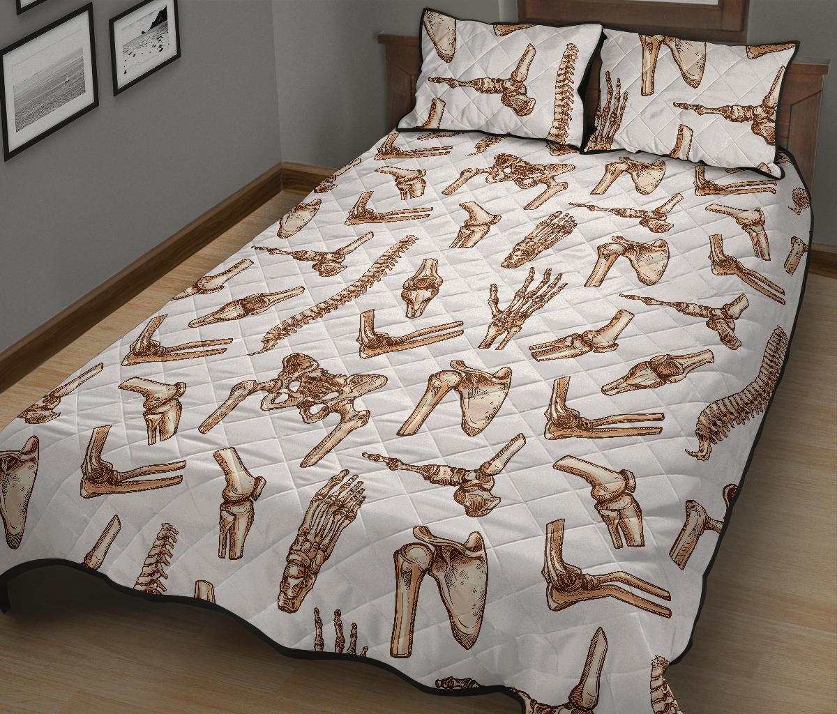 Anatomy Bone Pattern Print Bed Set Quilt-grizzshop