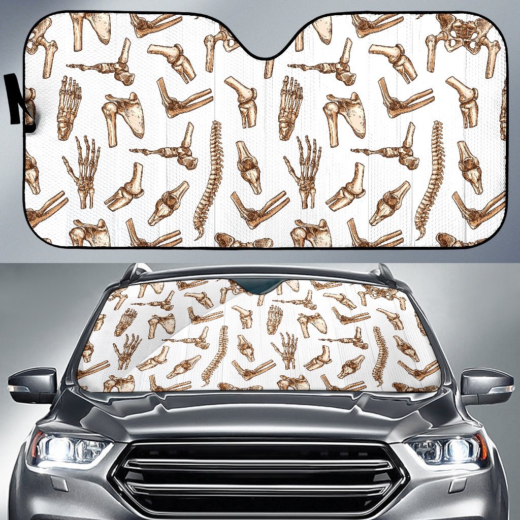 Anatomy Bone Pattern Print Car Sun Shade-grizzshop