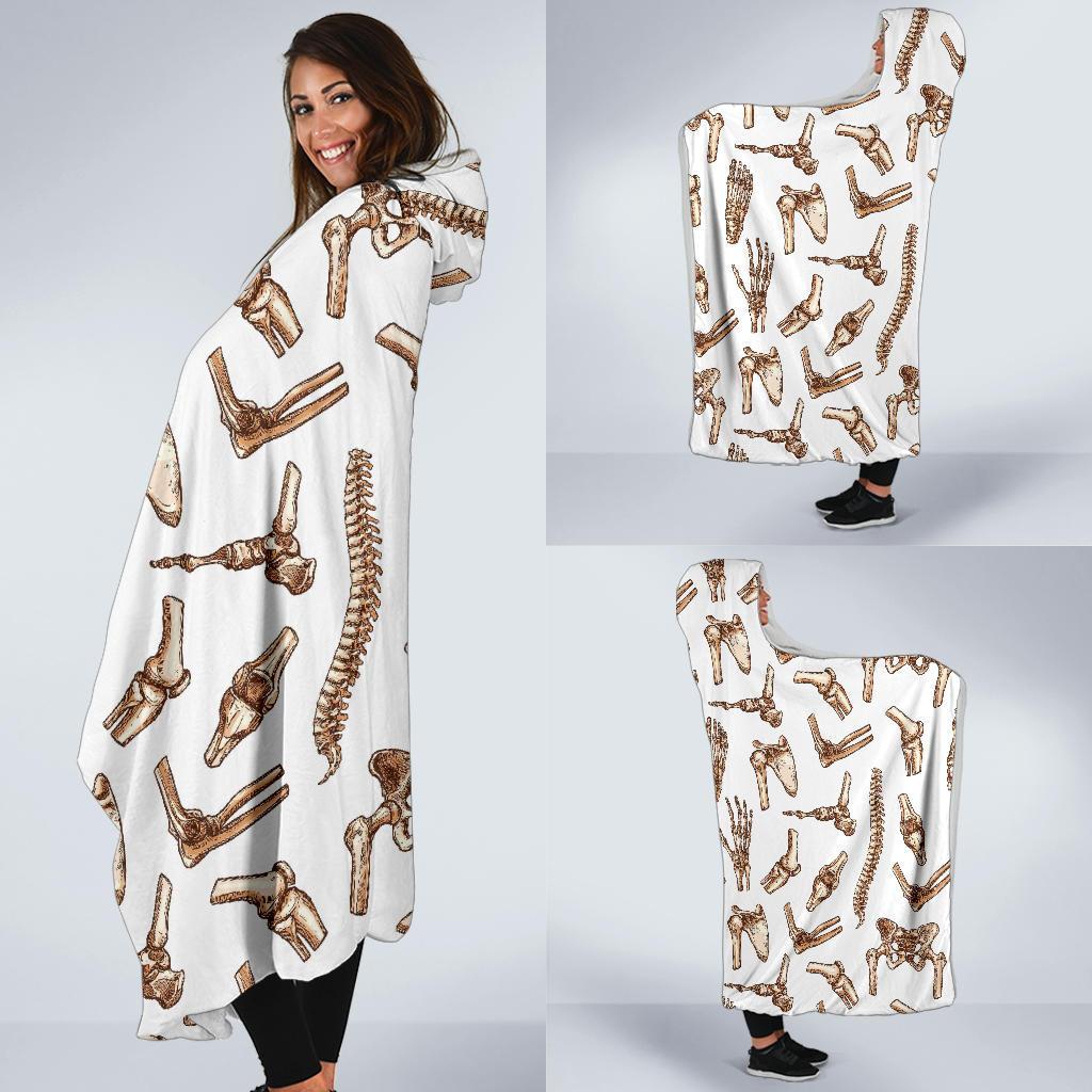 Anatomy Bone Pattern Print Hooded Blanket-grizzshop