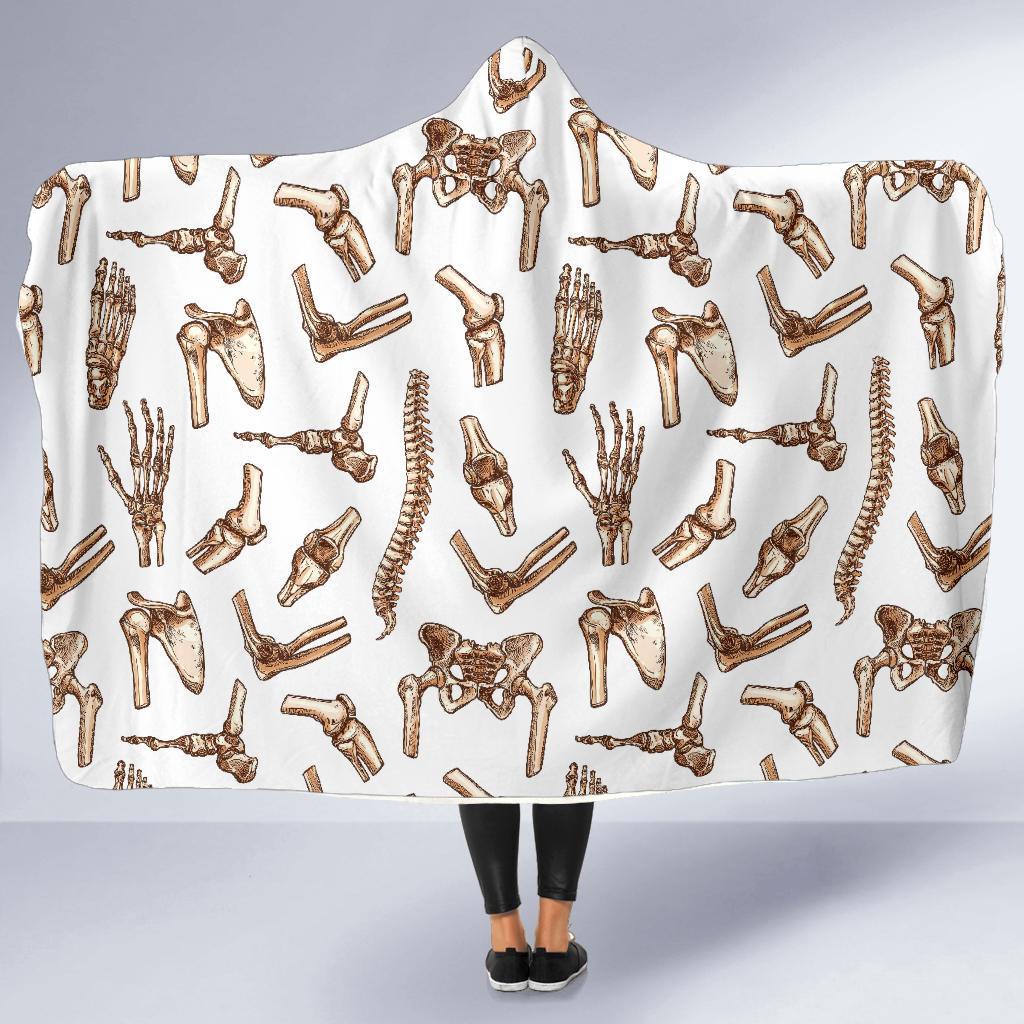 Anatomy Bone Pattern Print Hooded Blanket-grizzshop