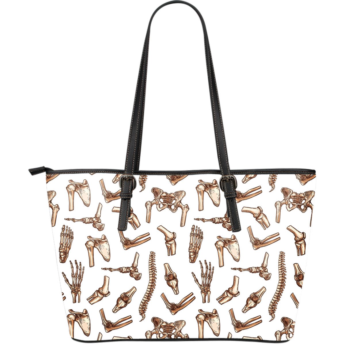 Anatomy Bone Pattern Print Leather Tote Bag-grizzshop