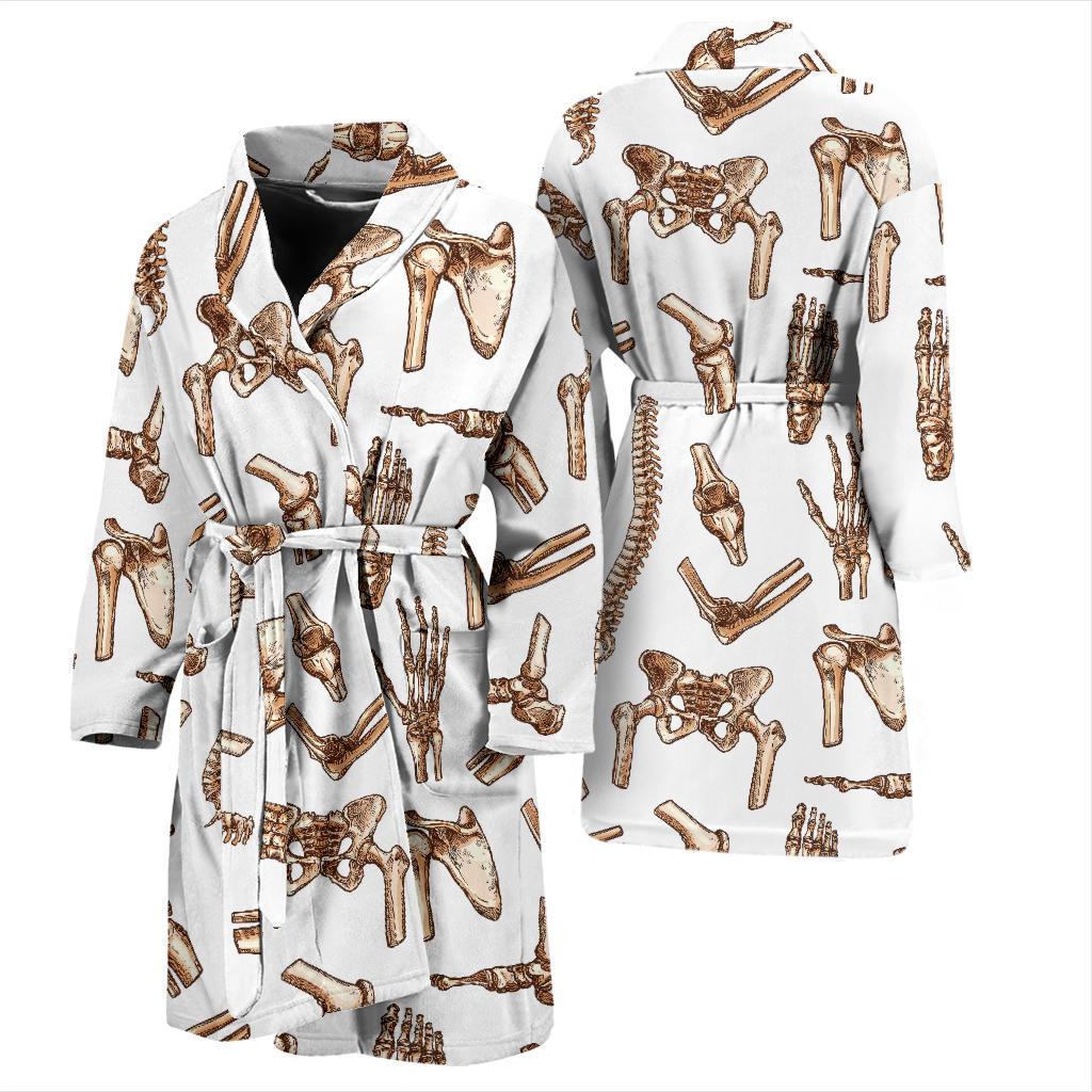 Anatomy Bone Pattern Print Men Long Robe-grizzshop