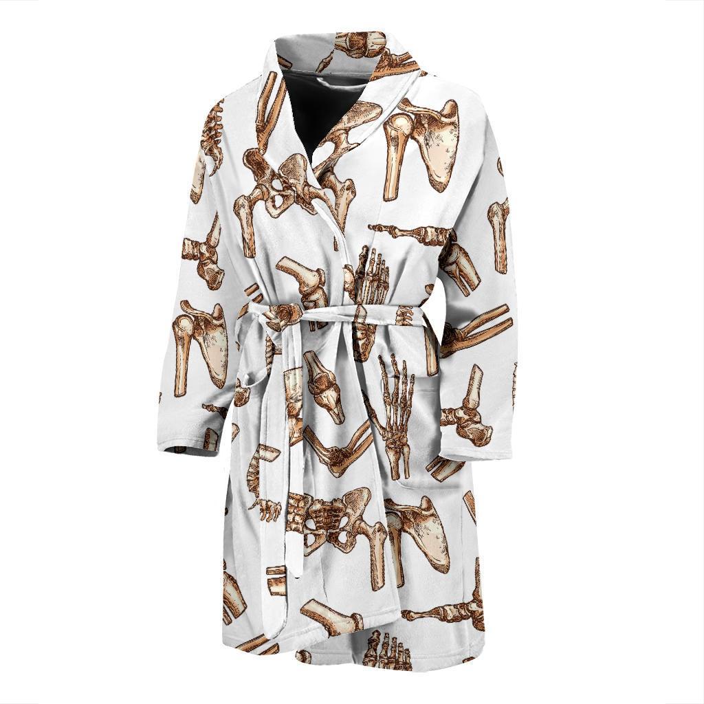 Anatomy Bone Pattern Print Men Long Robe-grizzshop