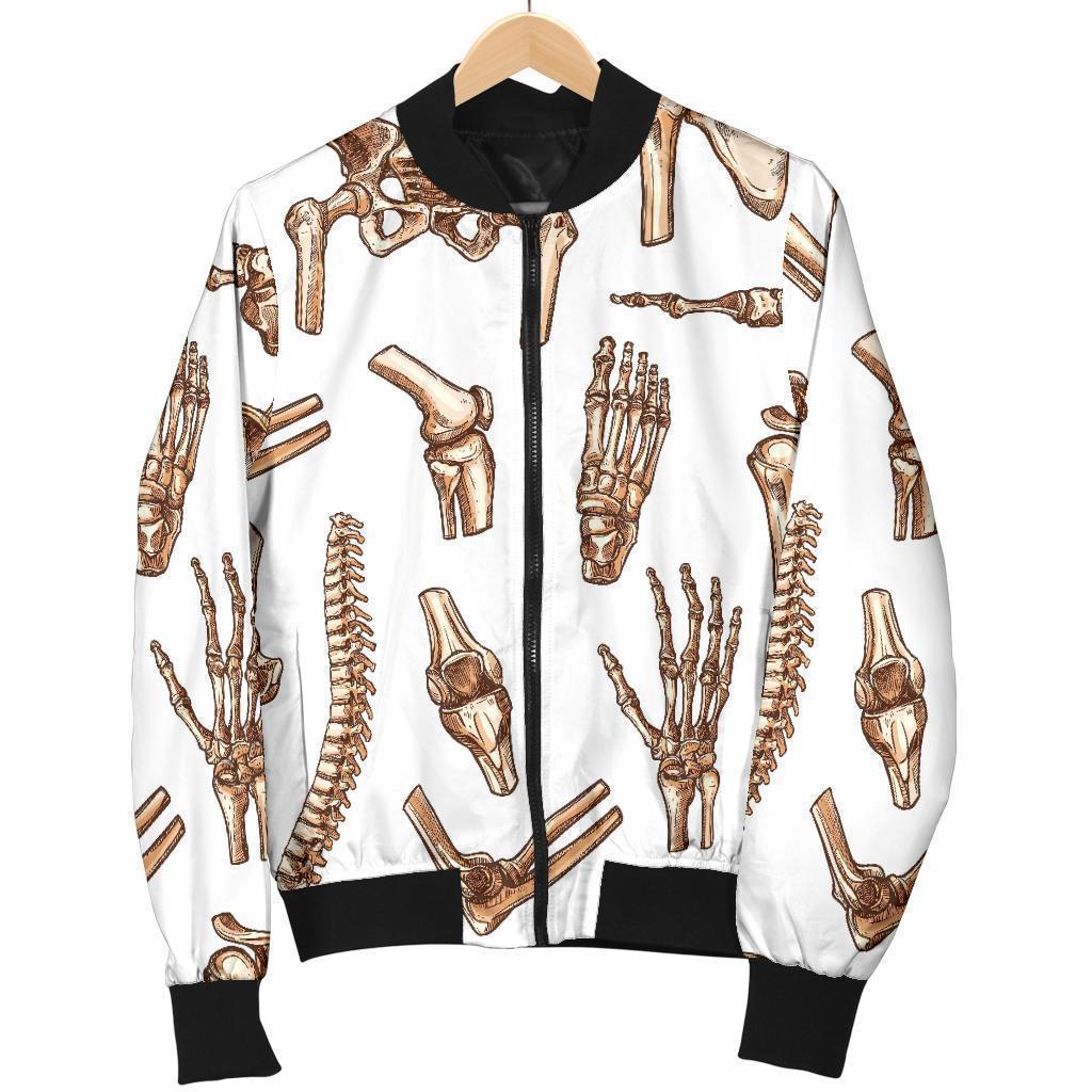 Anatomy Bone Pattern Print Men's Bomber Jacket-grizzshop