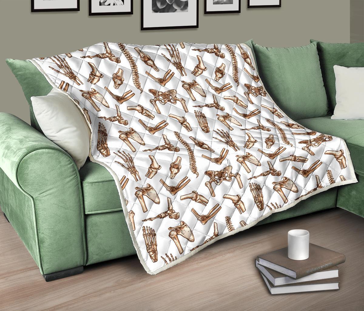 Anatomy Bone Pattern Print Quilt-grizzshop