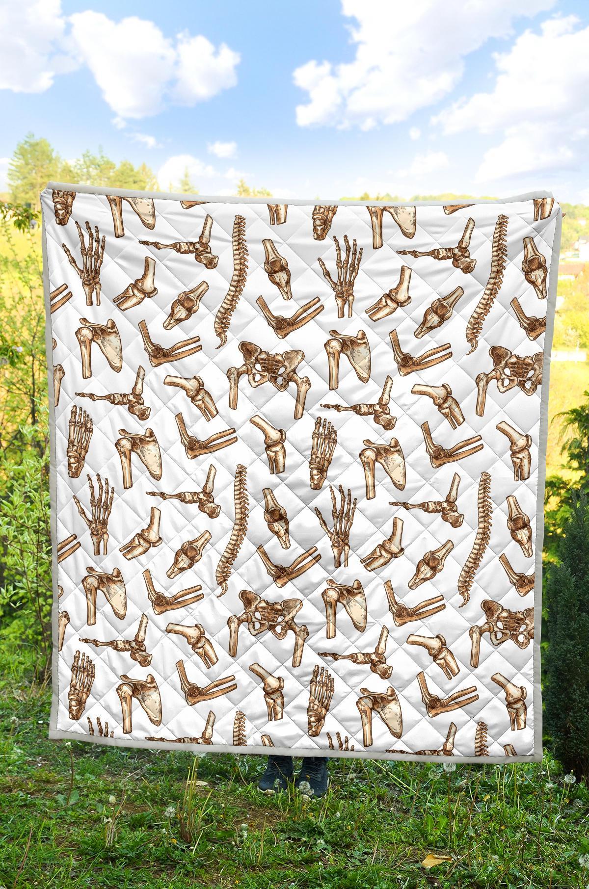 Anatomy Bone Pattern Print Quilt-grizzshop