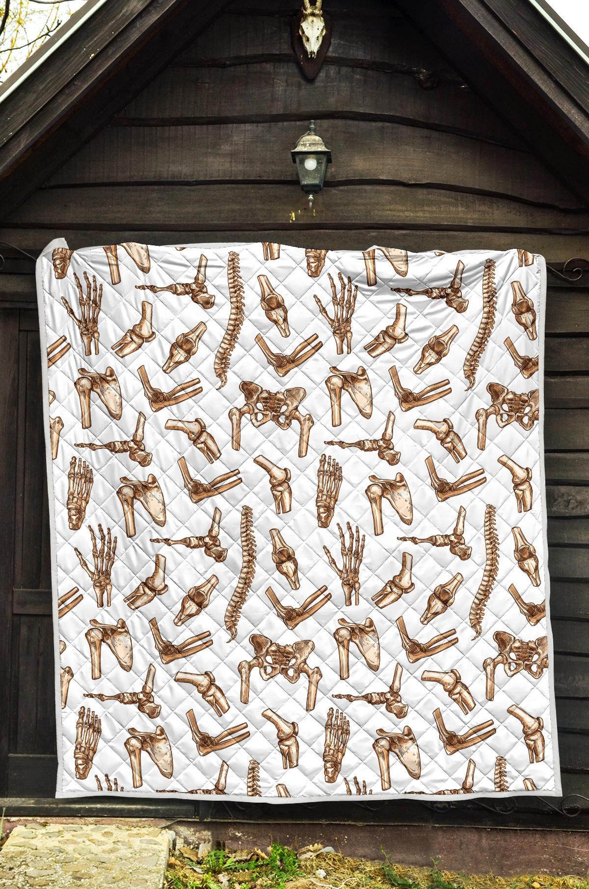 Anatomy Bone Pattern Print Quilt-grizzshop