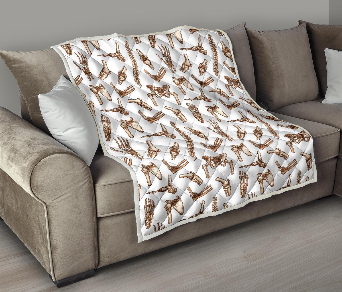 Anatomy Bone Pattern Print Quilt-grizzshop