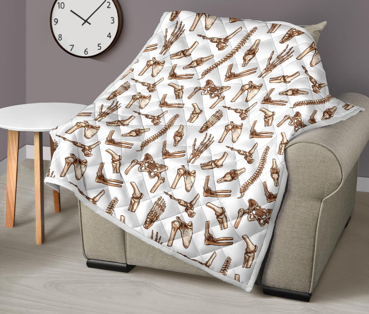 Anatomy Bone Pattern Print Quilt-grizzshop