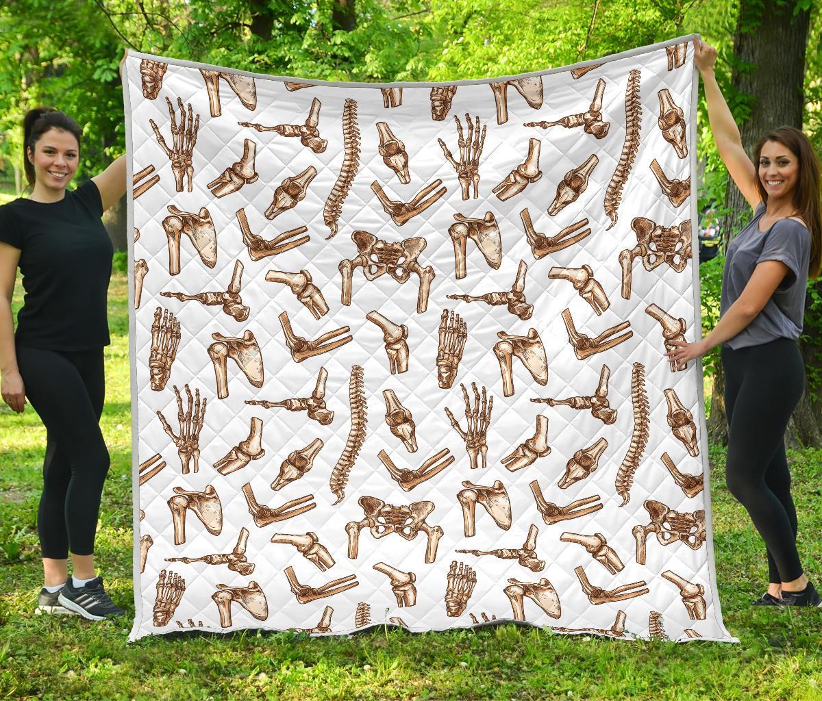 Anatomy Bone Pattern Print Quilt-grizzshop