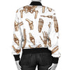 Anatomy Bone Pattern Print Women Casual Bomber Jacket-grizzshop