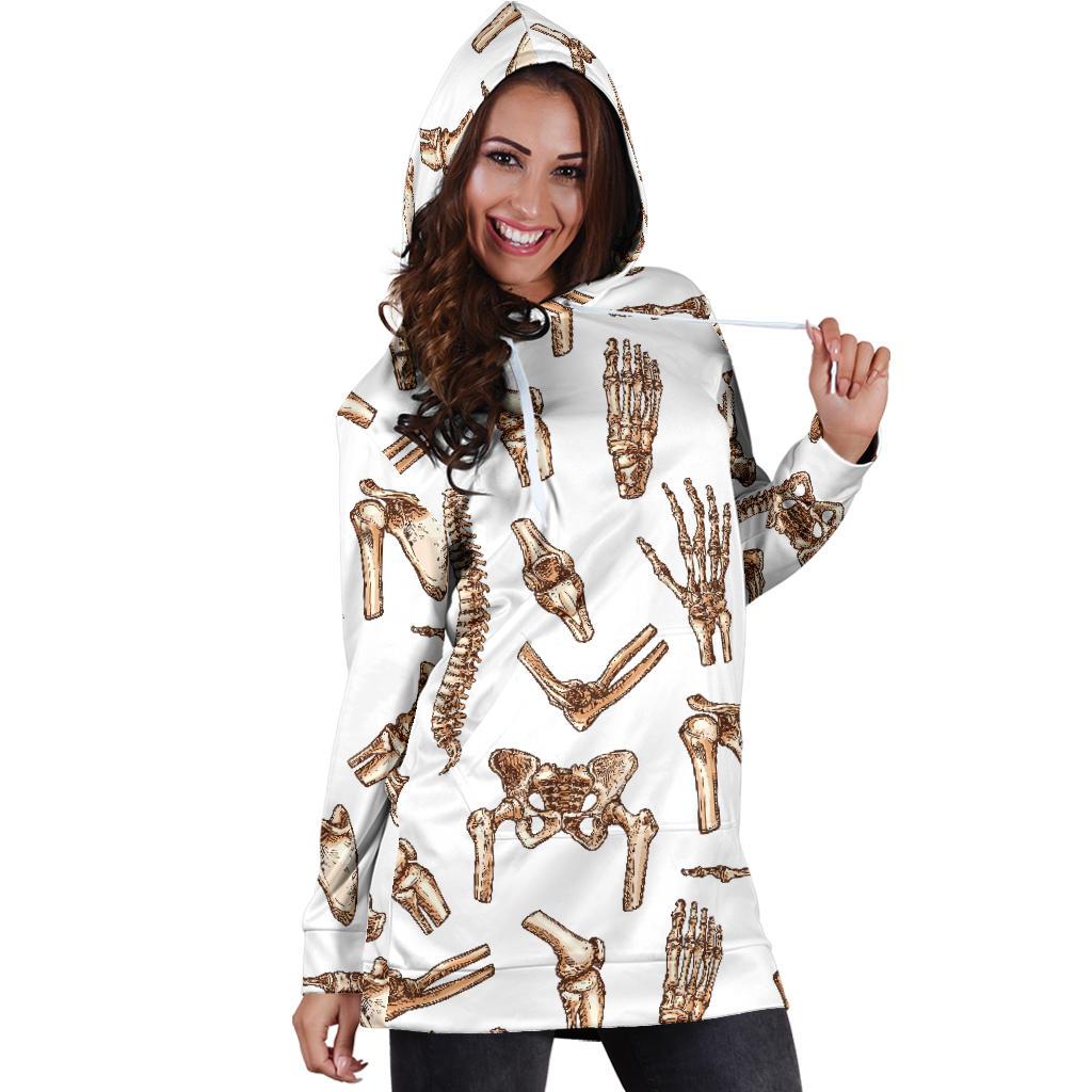 Anatomy Bone Pattern Print Women Hoodie Dress-grizzshop