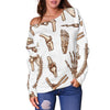 Anatomy Bone Pattern Print Women Off Shoulder Sweatshirt-grizzshop