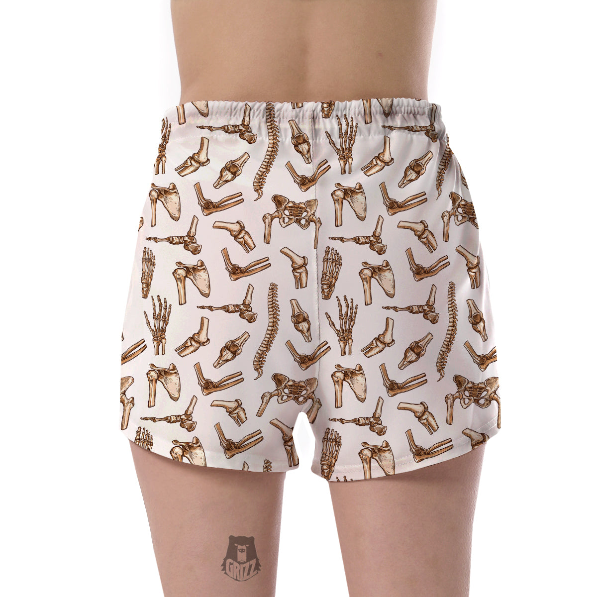 Anatomy Bone Pattern Print Women's Shorts-grizzshop