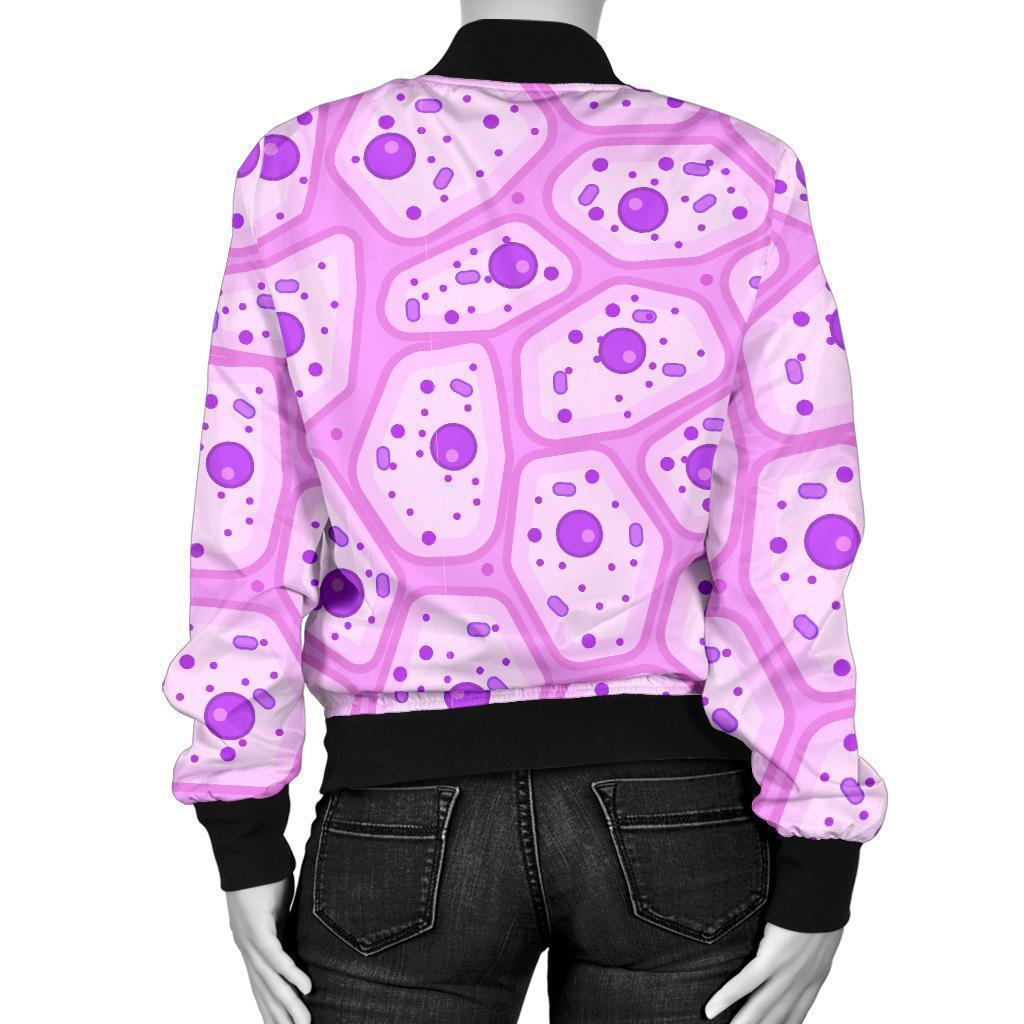 Anatomy Cells Pattern Print Women Casual Bomber Jacket-grizzshop