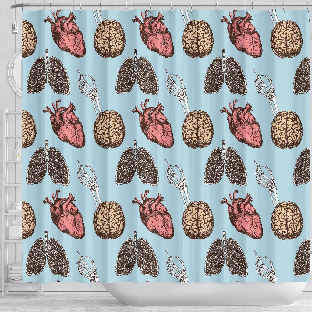 Anatomy Pattern Print Bathroom Shower Curtain-grizzshop