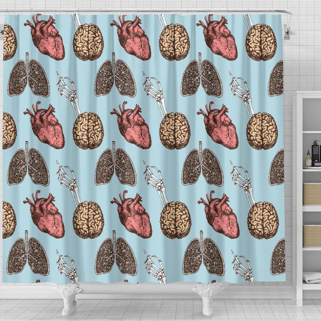 Anatomy Pattern Print Bathroom Shower Curtain-grizzshop