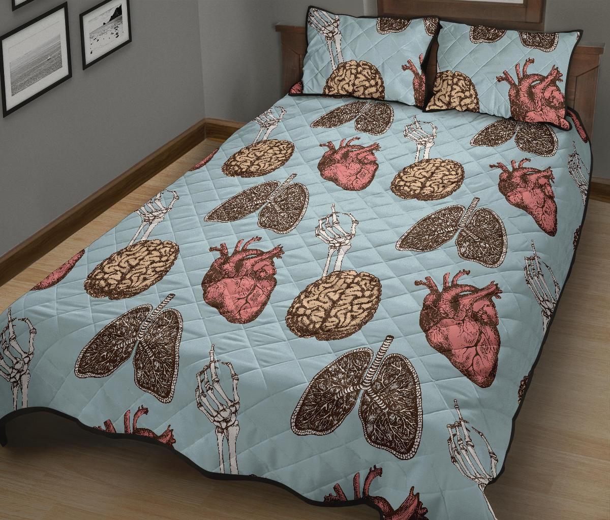 Anatomy Pattern Print Bed Set Quilt-grizzshop