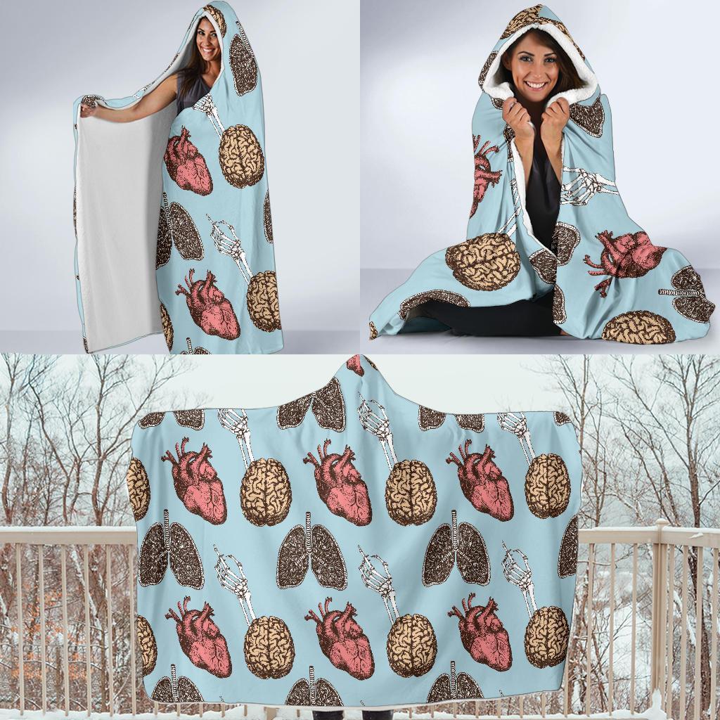 Anatomy Pattern Print Hooded Blanket-grizzshop