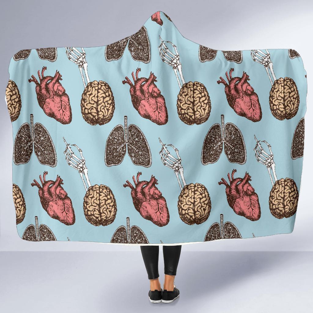 Anatomy Pattern Print Hooded Blanket-grizzshop