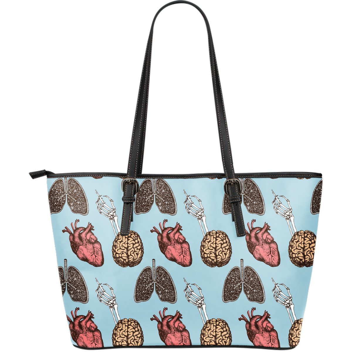 Anatomy Pattern Print Leather Tote Bag-grizzshop