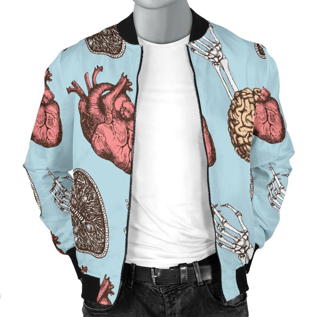 Anatomy Pattern Print Men's Bomber Jacket-grizzshop